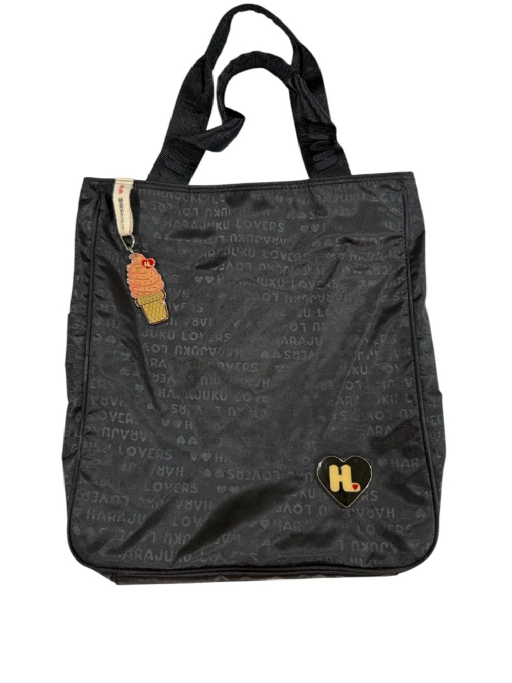 Harajuku Lovers  Black Logo Tote Tag Detail Y2K